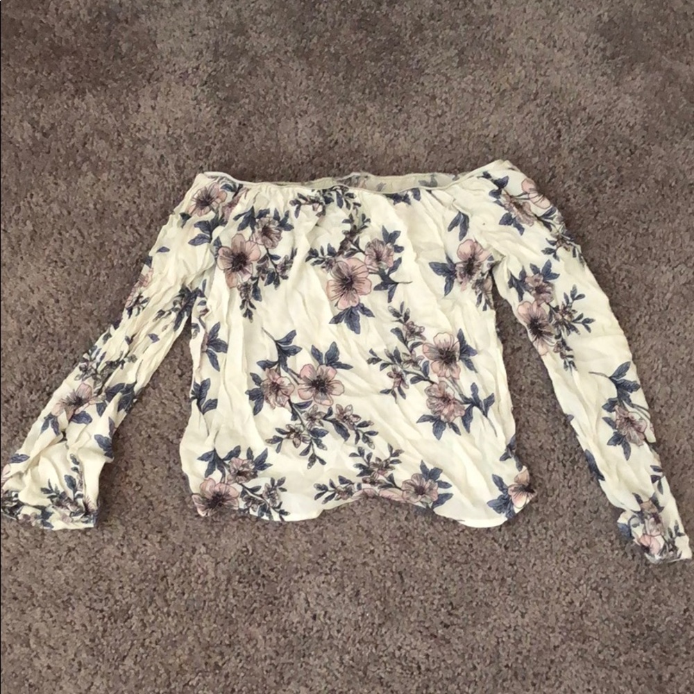 Off the shoulder flowery shirt